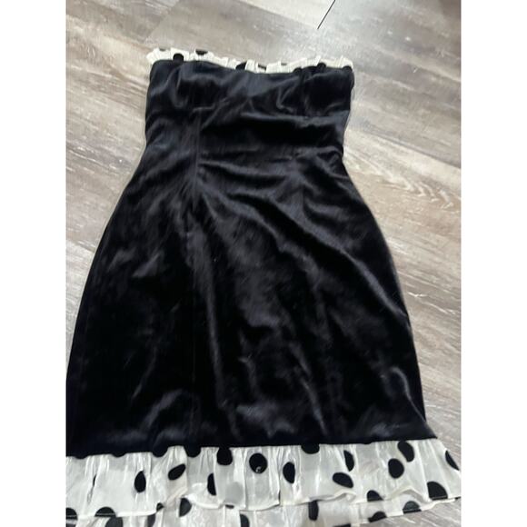 For Love & Lemons Melrose Black Velvet Polka dot Mini Dress XS - Picture 3 of 5